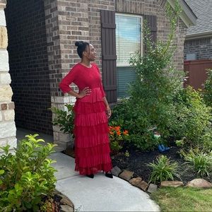 Red Ruffled Maxi Dress